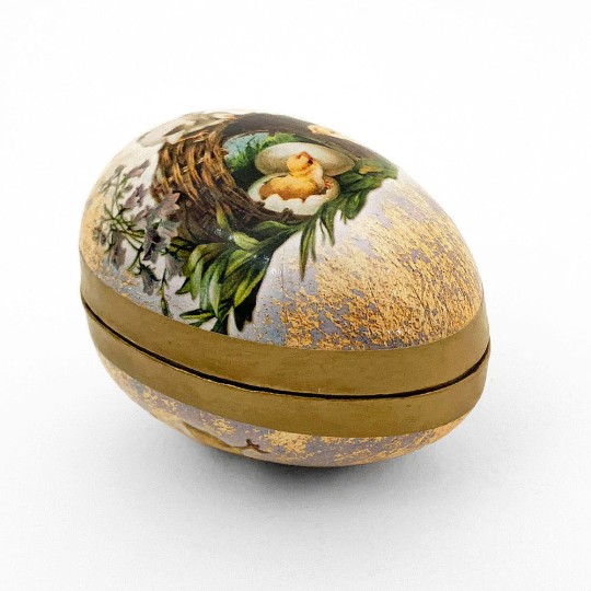 3-1/2" Chick's Nest Paper Mache Easter Egg Container ~ Germany